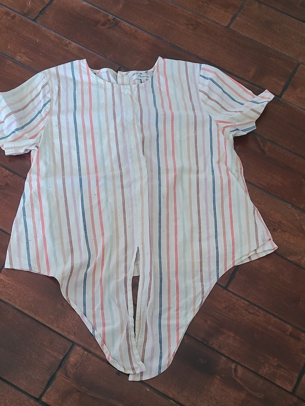 Madewell Lightweight Striped Button-Front Top in Pastel Multicolor Size M